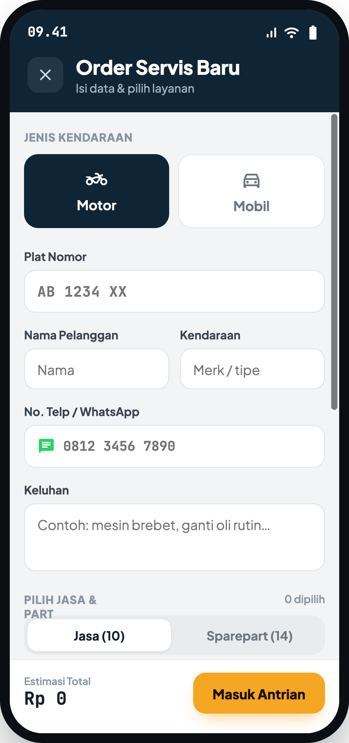 Order Servis Baru
