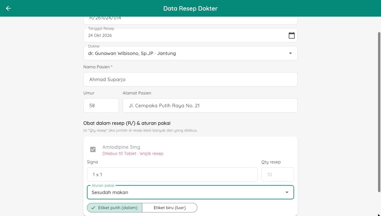 Tampilan Apotek POS: Kasir bisa melayani dari tablet.