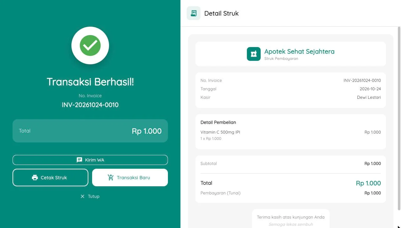 Tampilan Apotek POS: Kasir bisa melayani dari tablet.