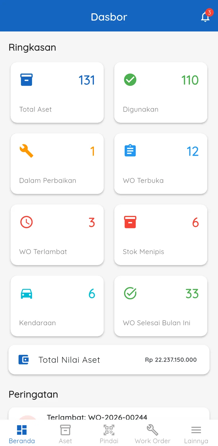Aplikasi HP Sistem Aset & Perawatan