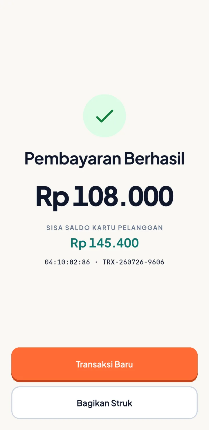 Tampilan BazarPay: Total tagihan terbaca dari depan lapak.