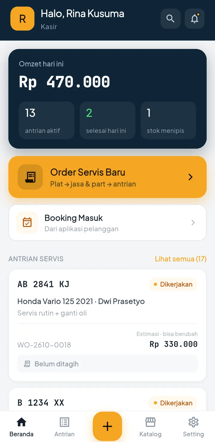 Aplikasi HP BengkelPro + BengkelOne