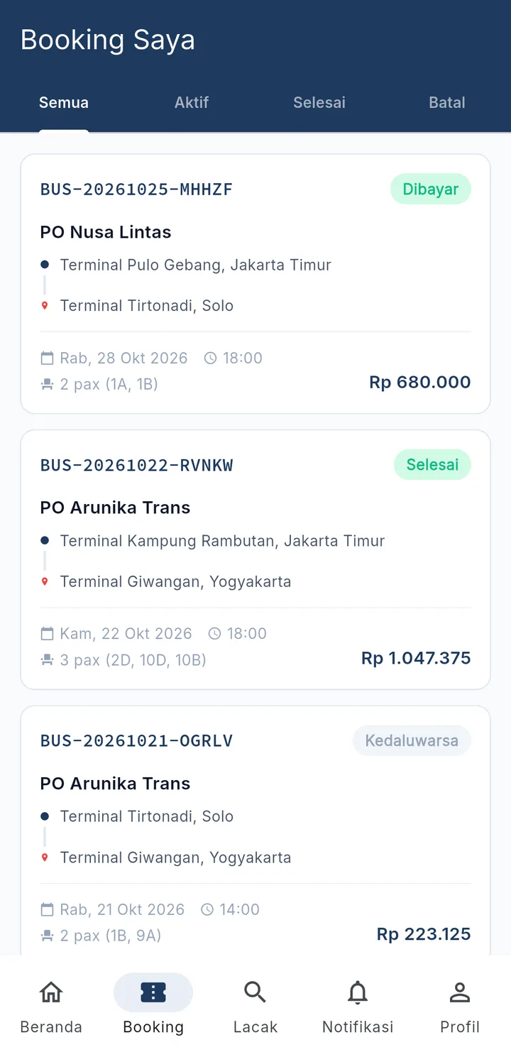 BusTicket — booking saya, aplikasi HP