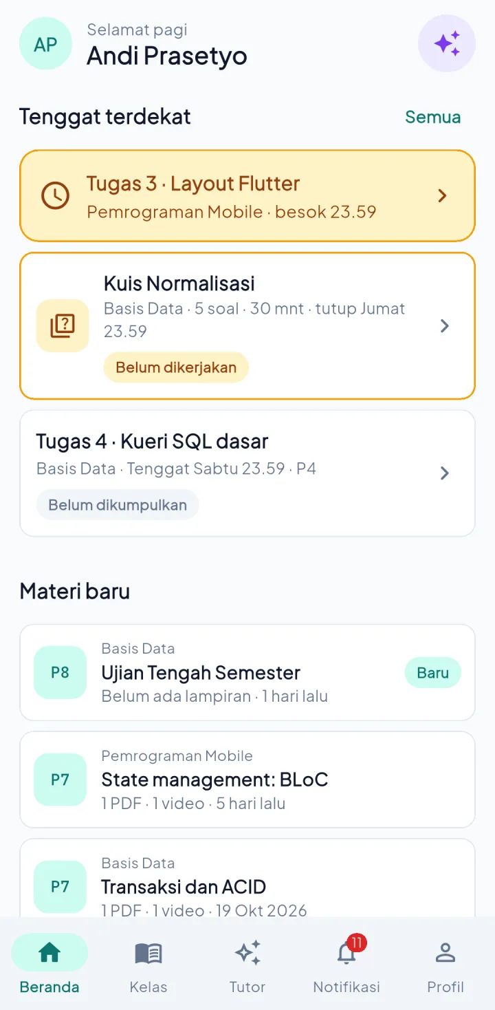 Cendekia — beranda, aplikasi HP