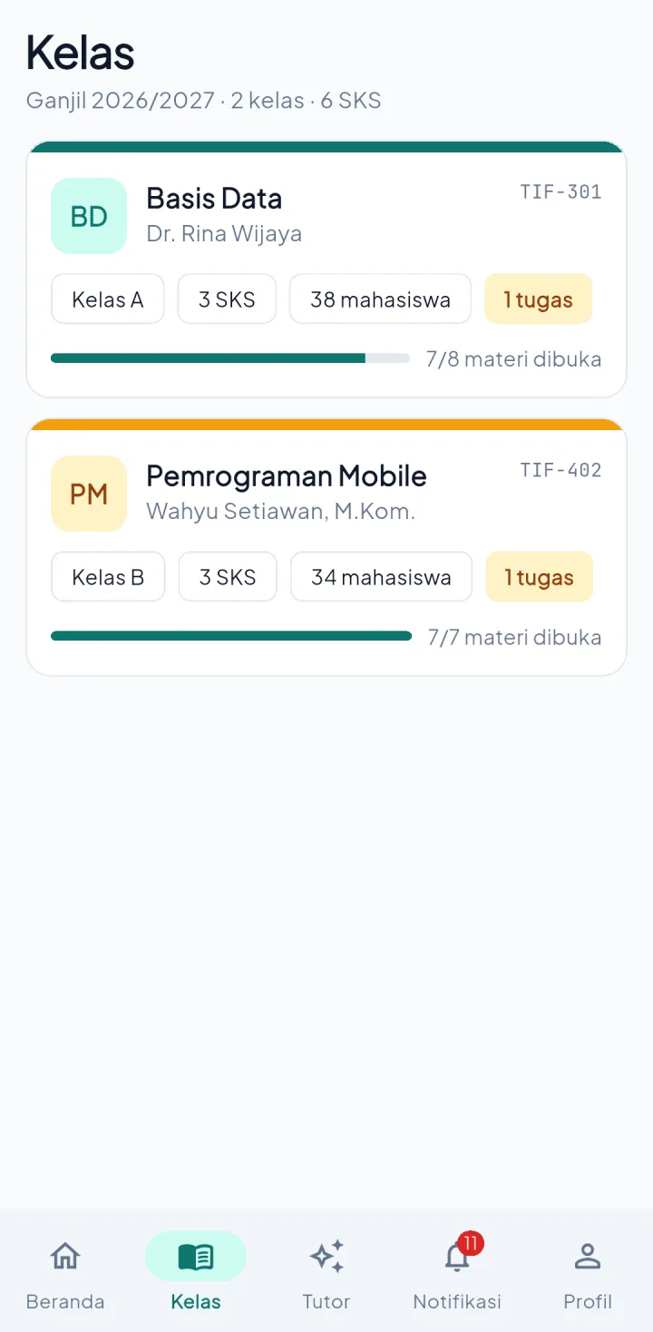 Cendekia — kelas, aplikasi HP