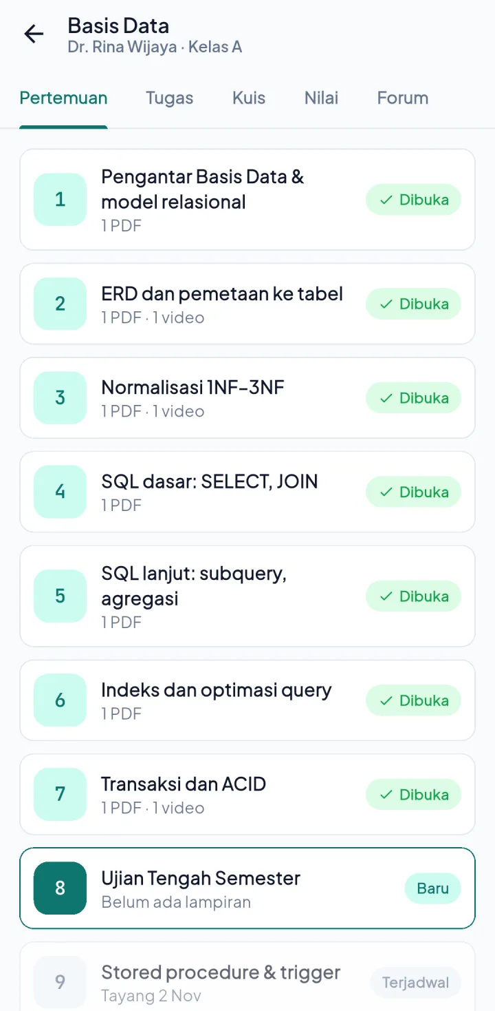 Cendekia — pertemuan, aplikasi HP