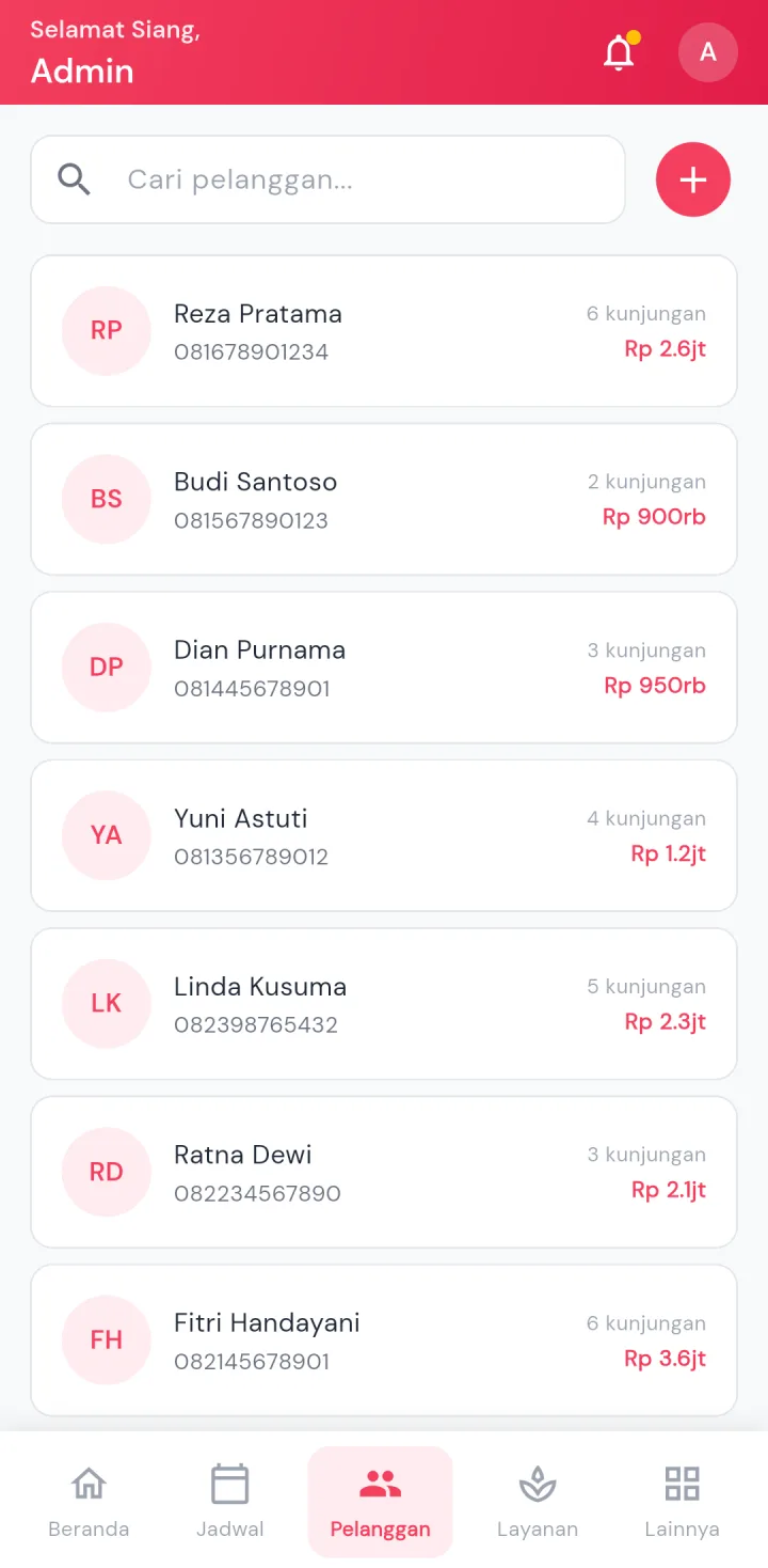 GlowUp Clinic — pelanggan, aplikasi HP