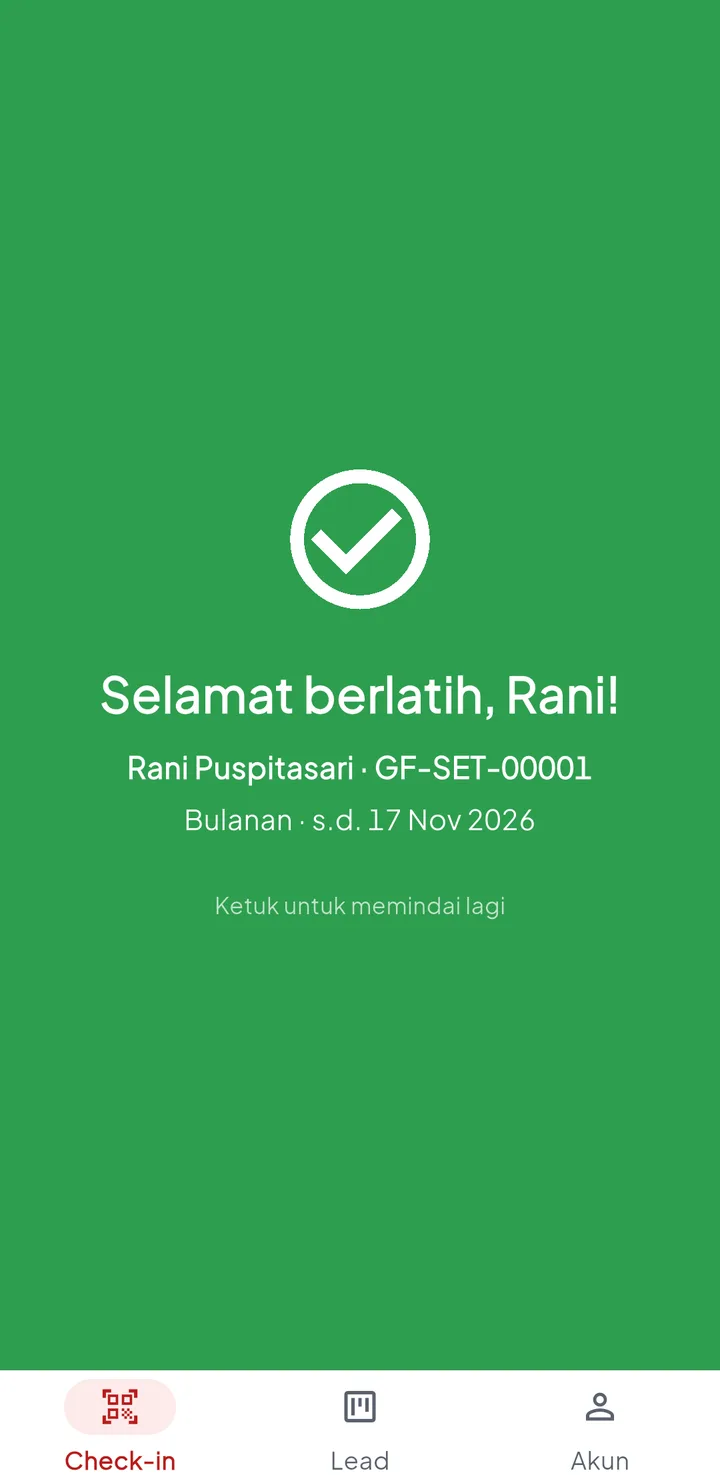 Tampilan GymPro: Frontdesk dan trainer bekerja dari HP.