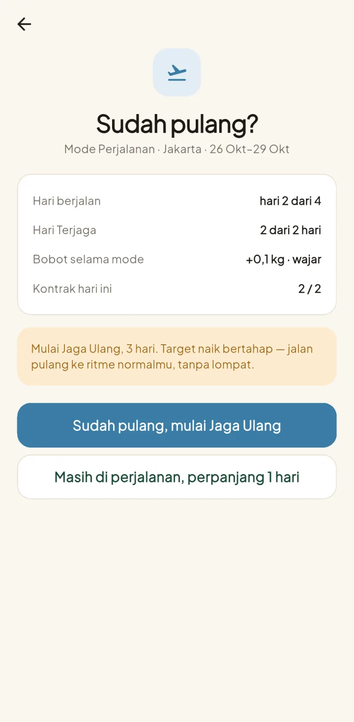 Tampilan JagaFit: Perjalanan atau sakit tidak memutus rantai.