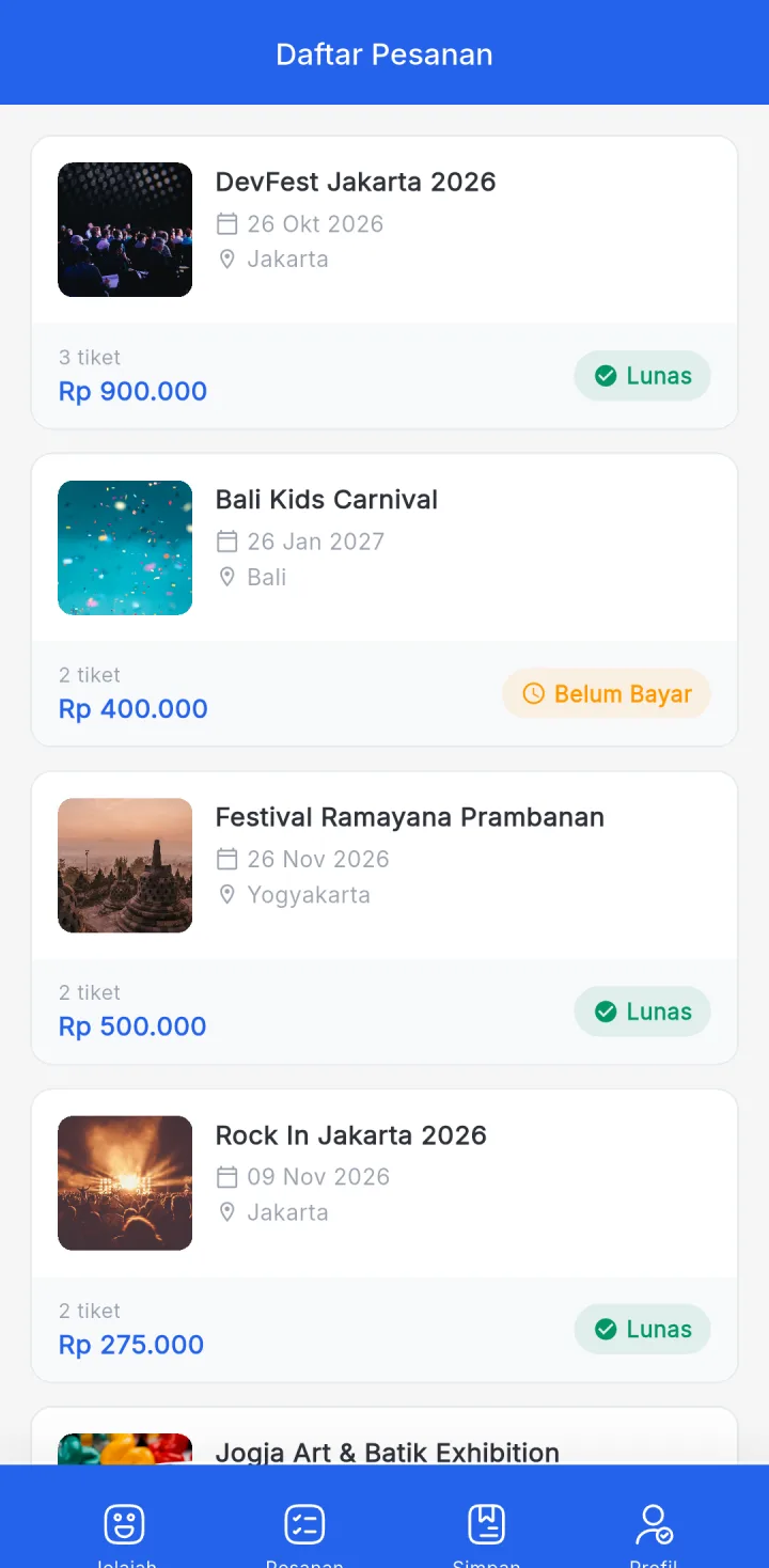 JagoEvent — pesanan, aplikasi HP