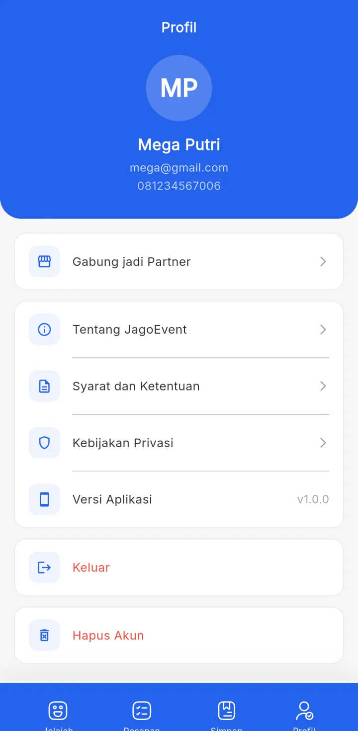 JagoEvent — profil, aplikasi HP