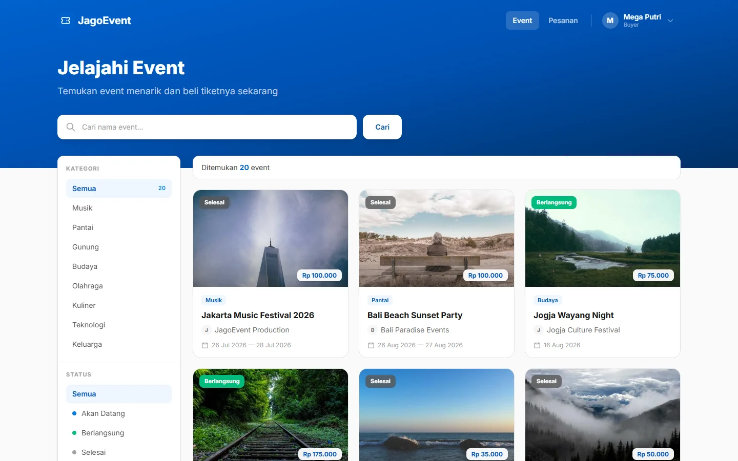 JagoEvent — jelajah event, dashboard web