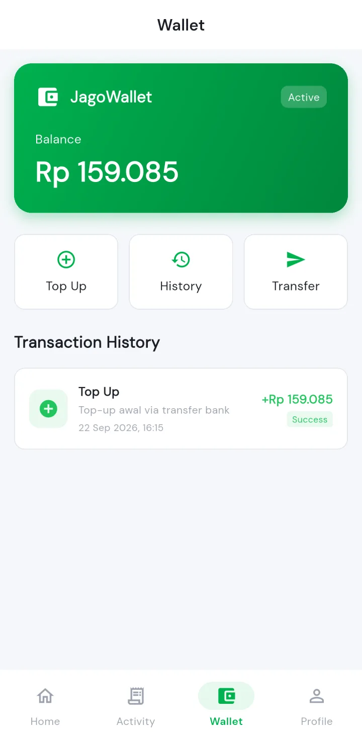 Tampilan JagoTaxi: Pendapatan per metode bayar dan layanan.