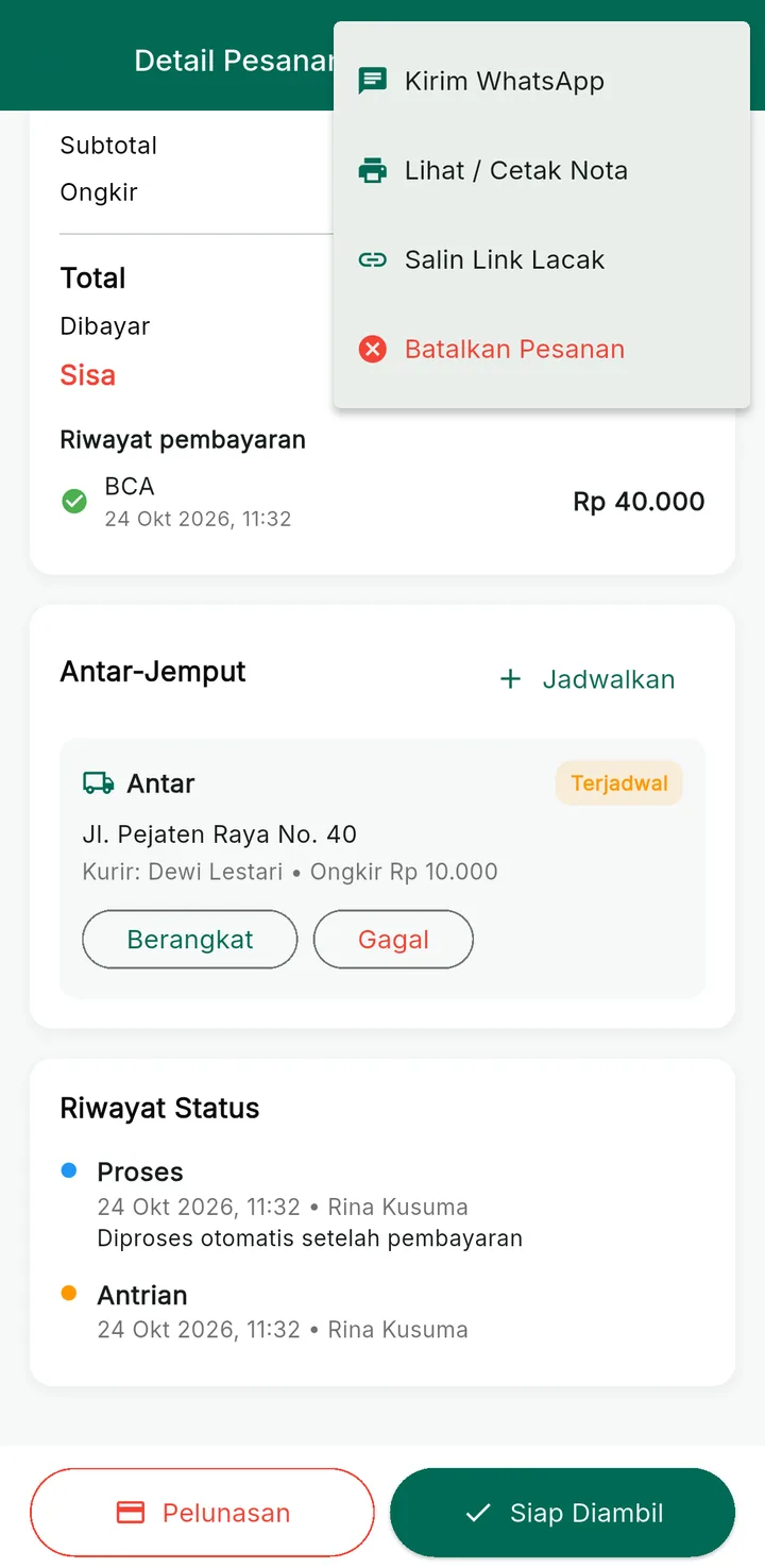 LaundryPro — kirim nota wa
