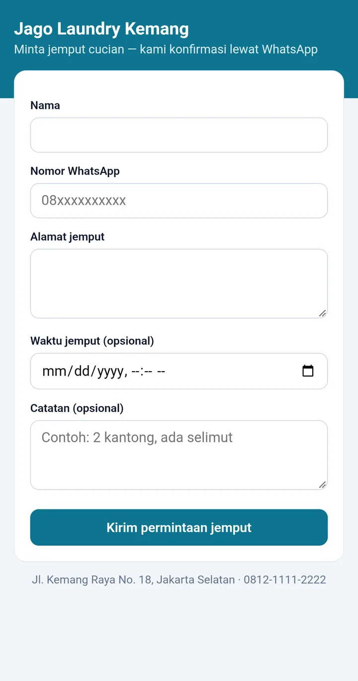 Tampilan LaundryPro: Antar-jemput dengan kurir sendiri.