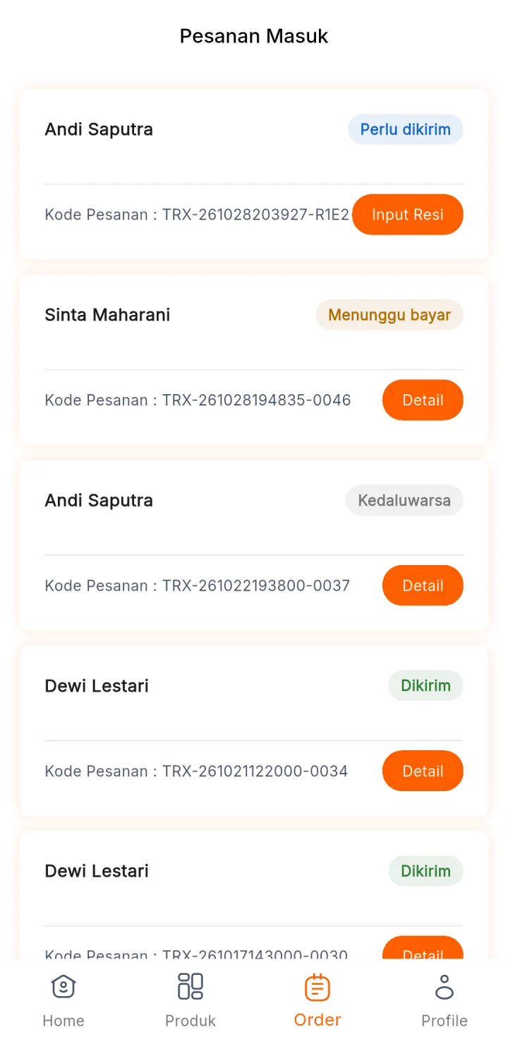 Tampilan Marketplace Multi-Toko: Tambah produk dengan foto dari galeri.