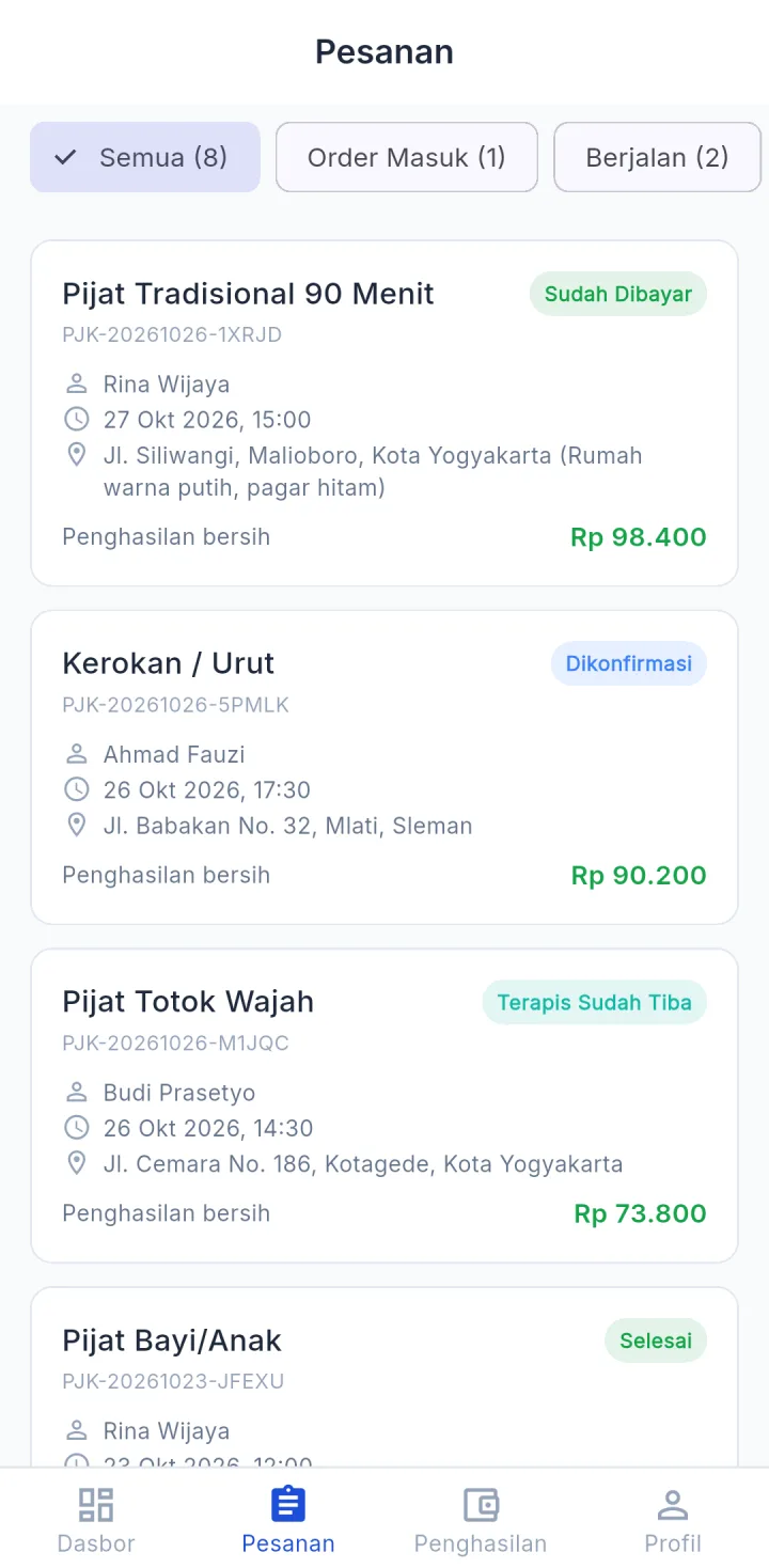 PijatKu — terapis order, aplikasi HP