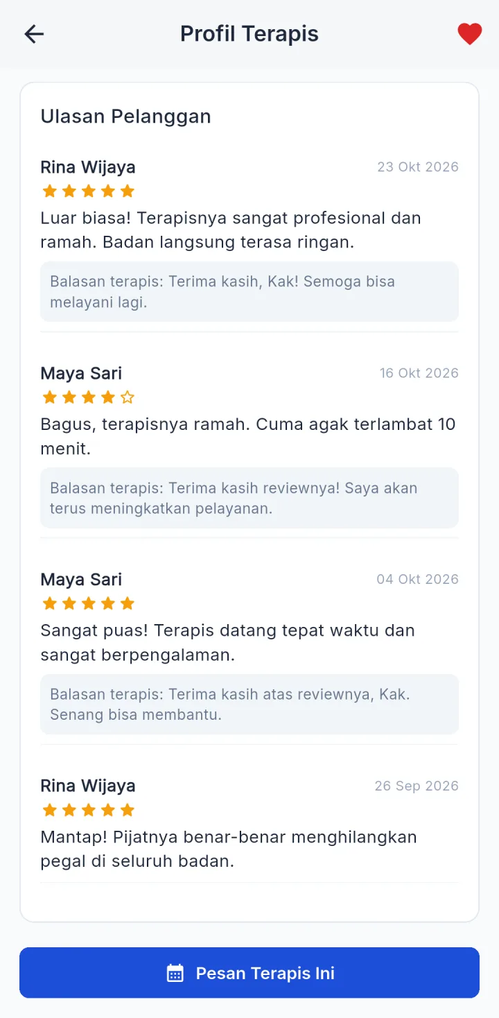 PijatKu — ulasan terapis, aplikasi HP