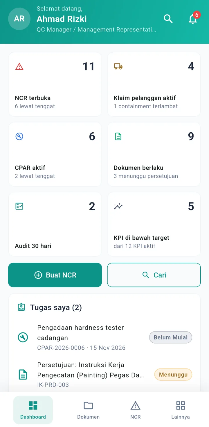 Aplikasi HP Sistem Mutu Pabrik