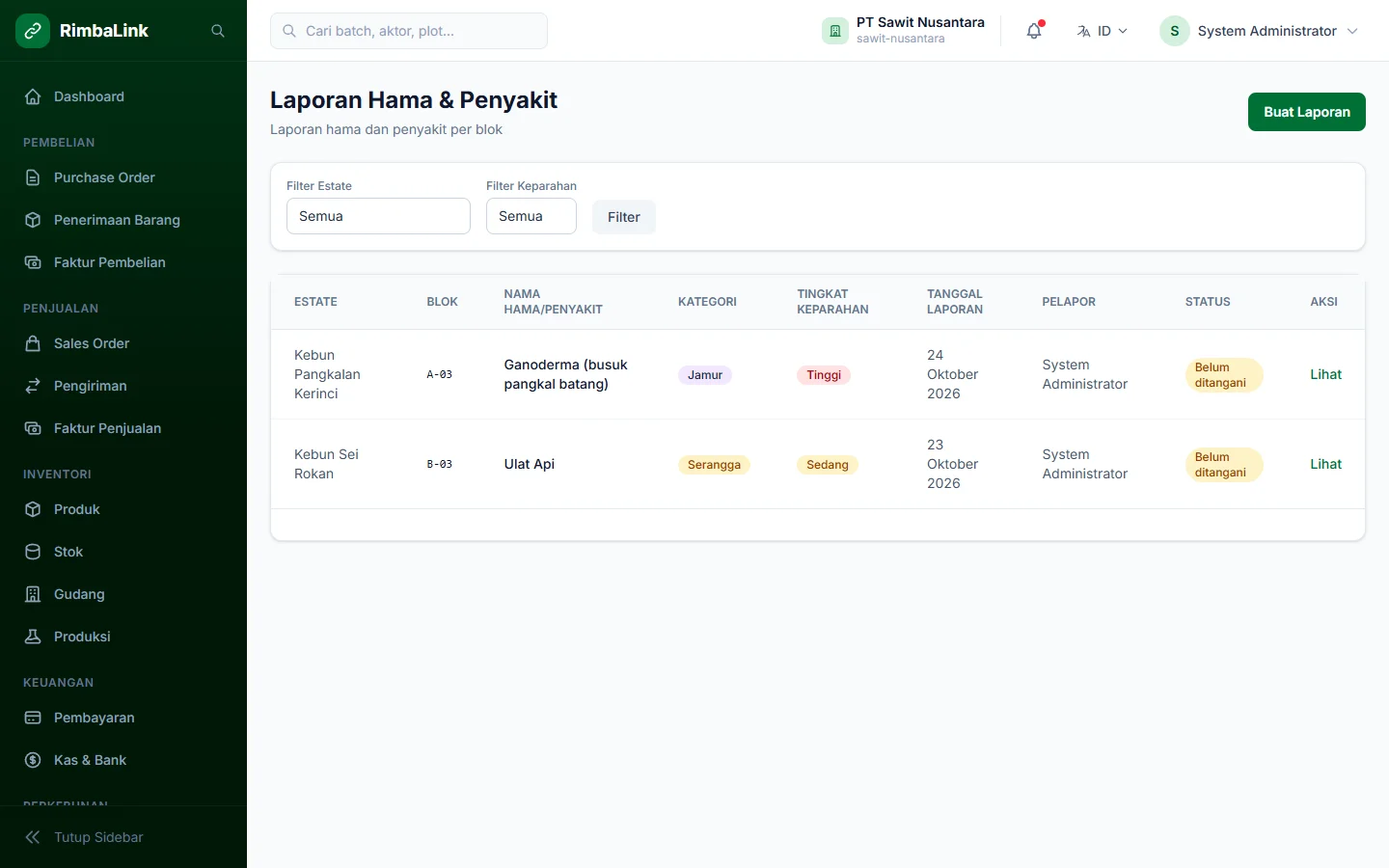 RimbaLink — hama, dashboard web