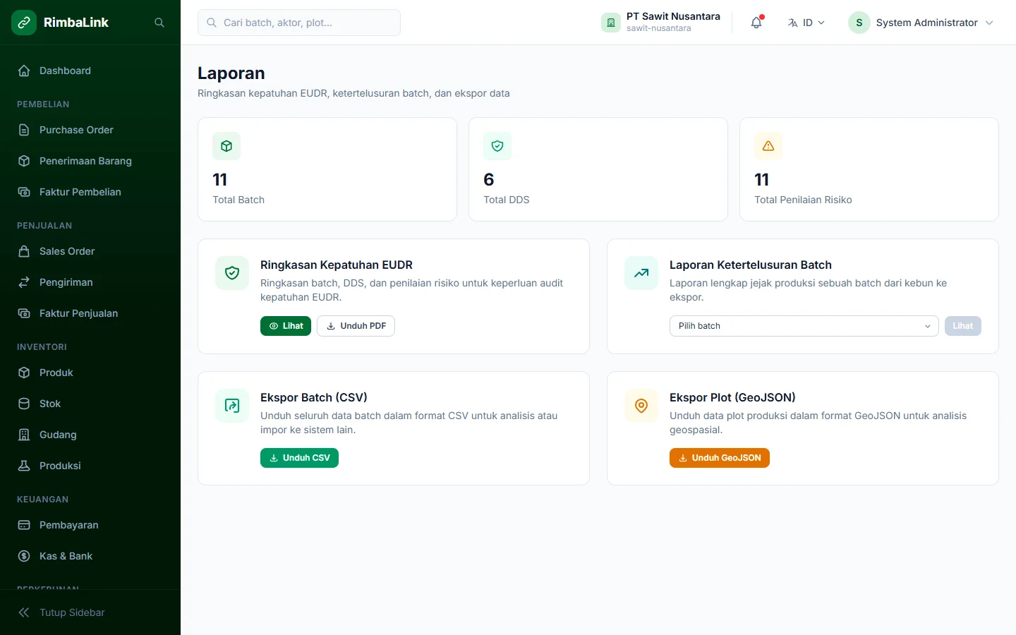 RimbaLink — laporan, dashboard web