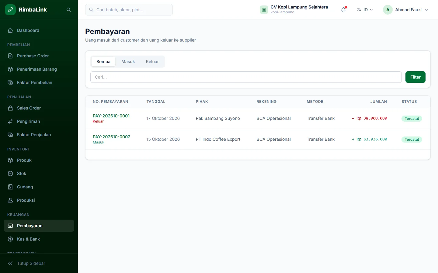 RimbaLink — pembayaran, dashboard web