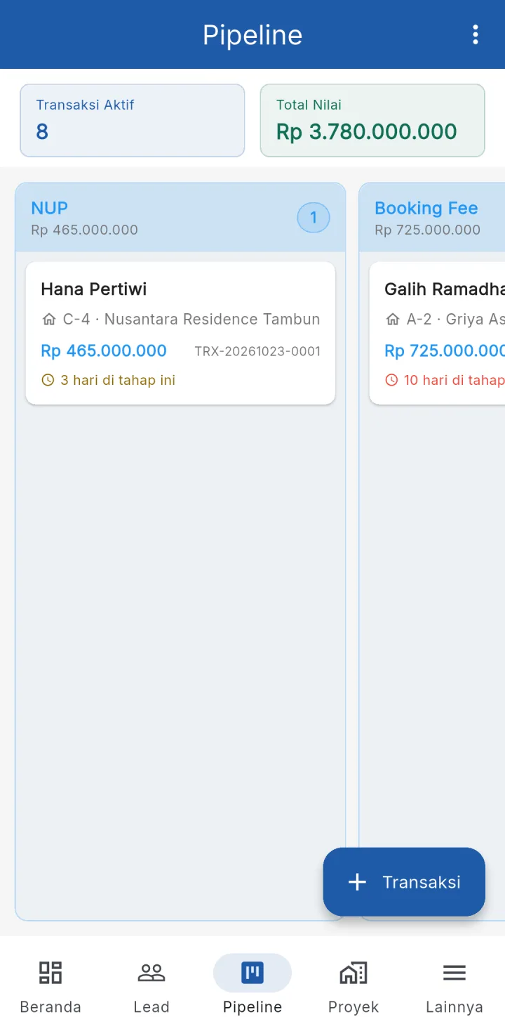 RumahPro — pipeline, aplikasi HP