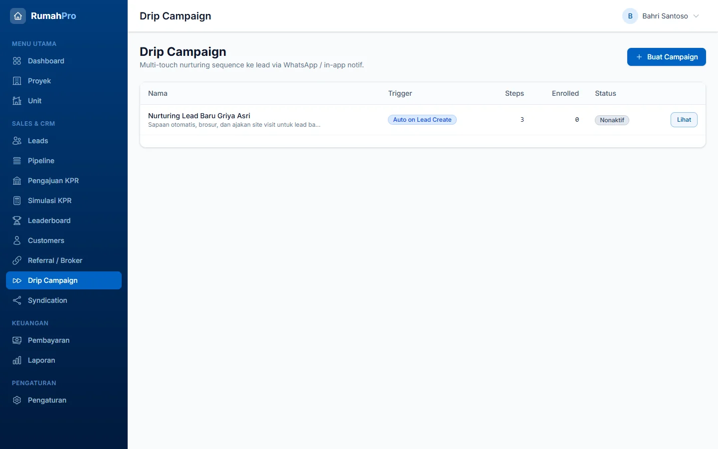 RumahPro — drip, dashboard web