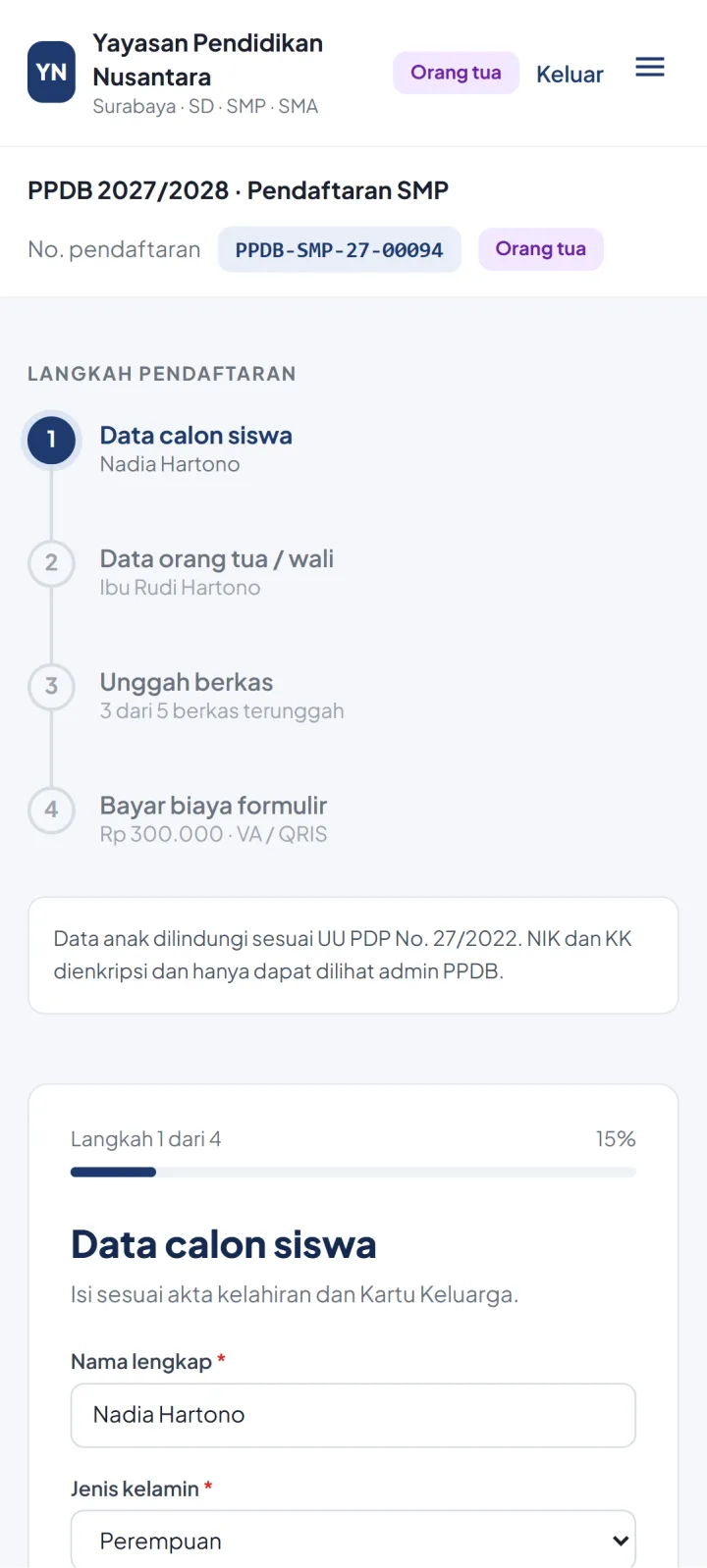 SIMSekolah — hp ppdb formulir siswa