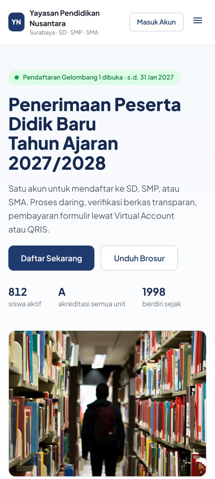 SIMSekolah — hp ppdb landing