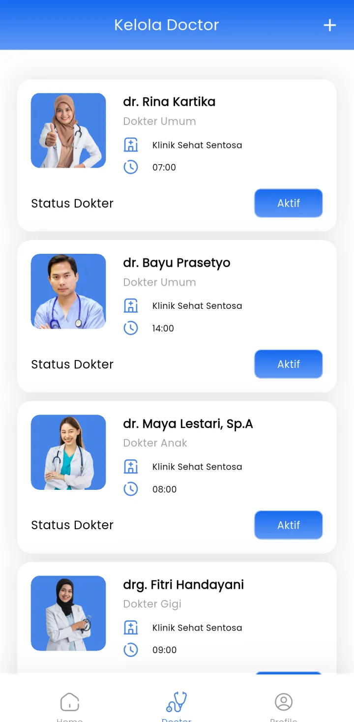 Tampilan Telemedis Klinik: Pendapatan dihitung dari pembayaran yang lunas.