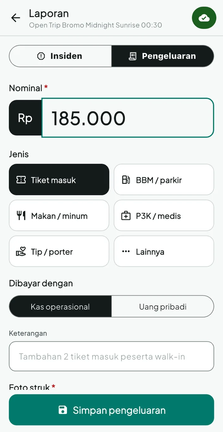 TourPro — guide laporan, aplikasi HP