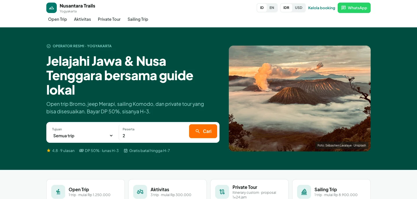TourPro — website beranda, dashboard web