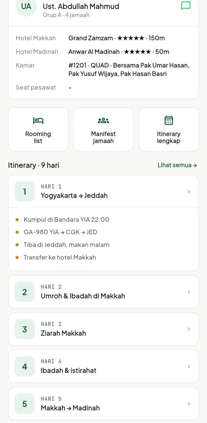 UmrohPro — itinerary, aplikasi HP