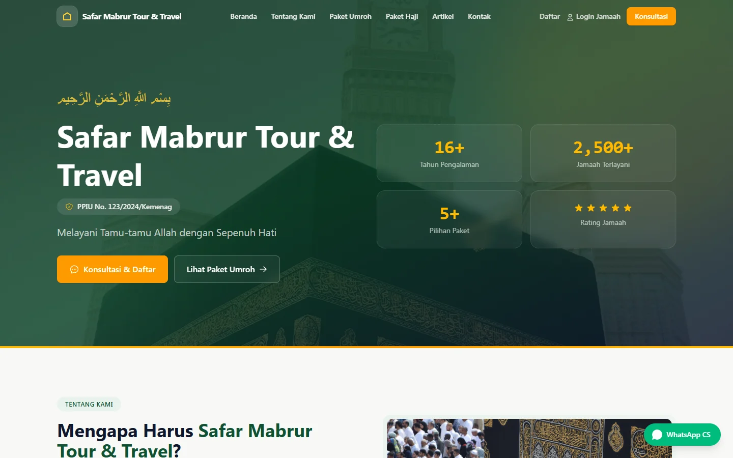 Tampilan UmrohPro: Dari website biro sampai jadi jamaah.