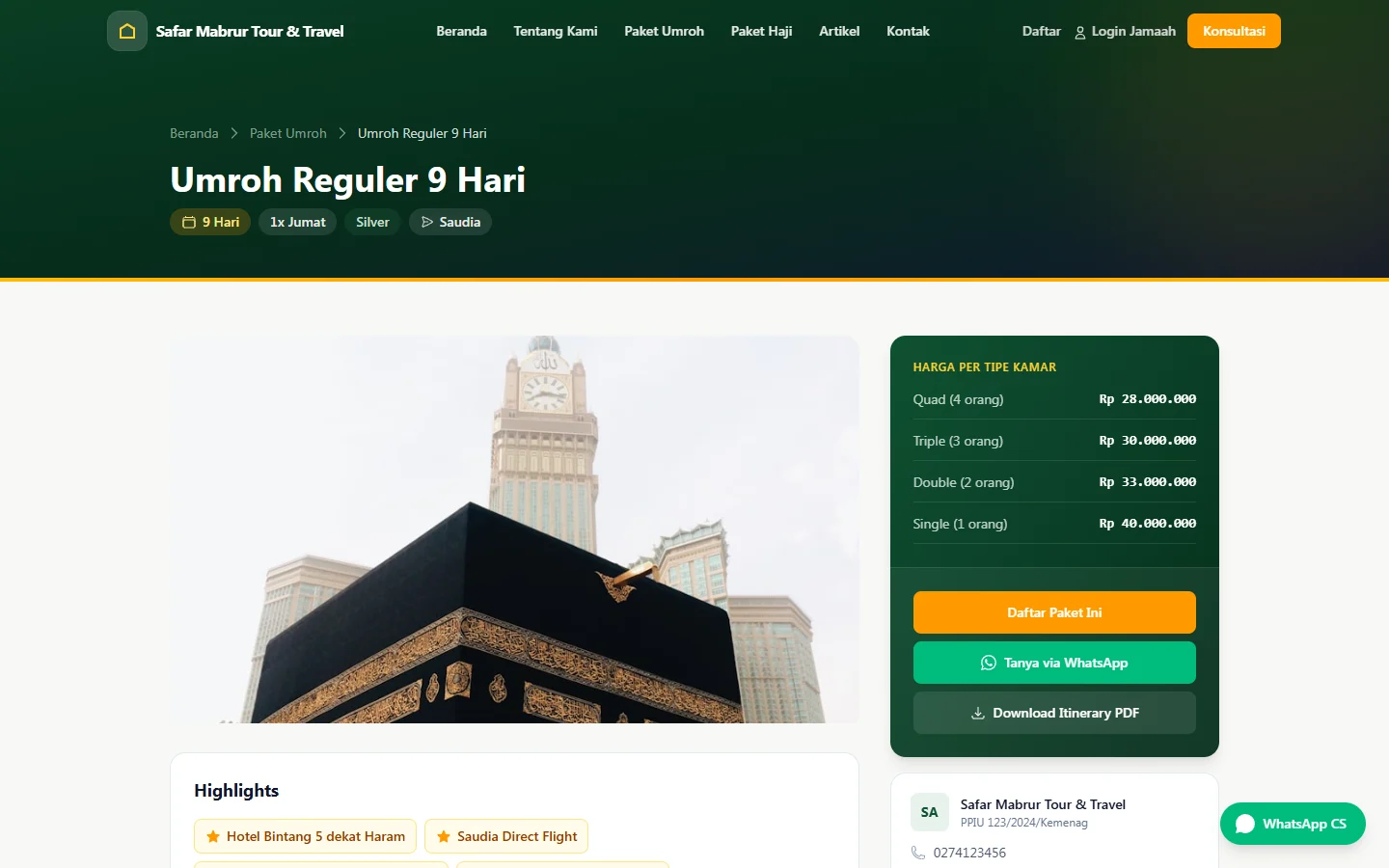 UmrohPro — paket biro, dashboard web