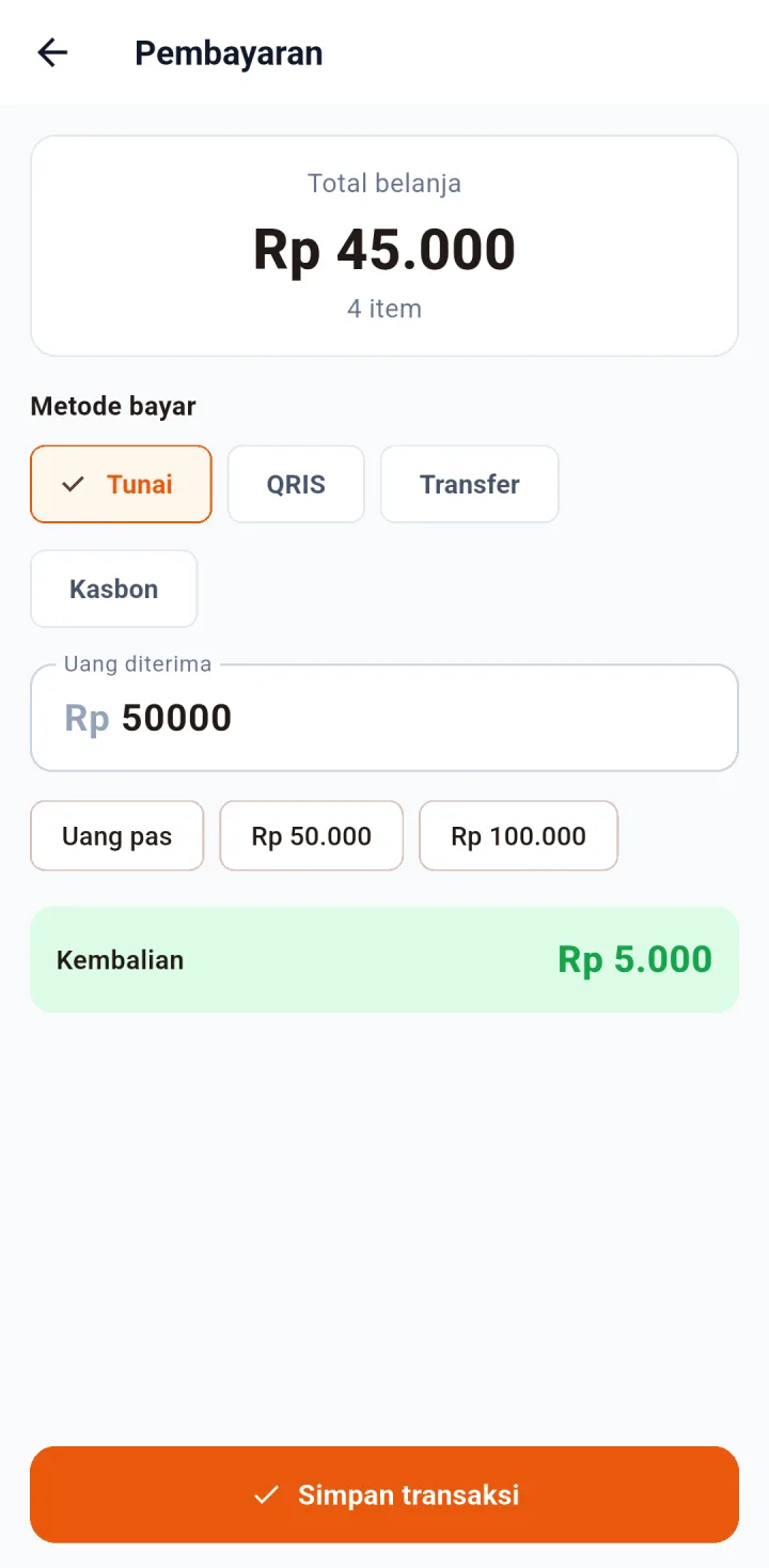 Tampilan WarungPro: Penjaga melayani pembeli langsung dari HP.