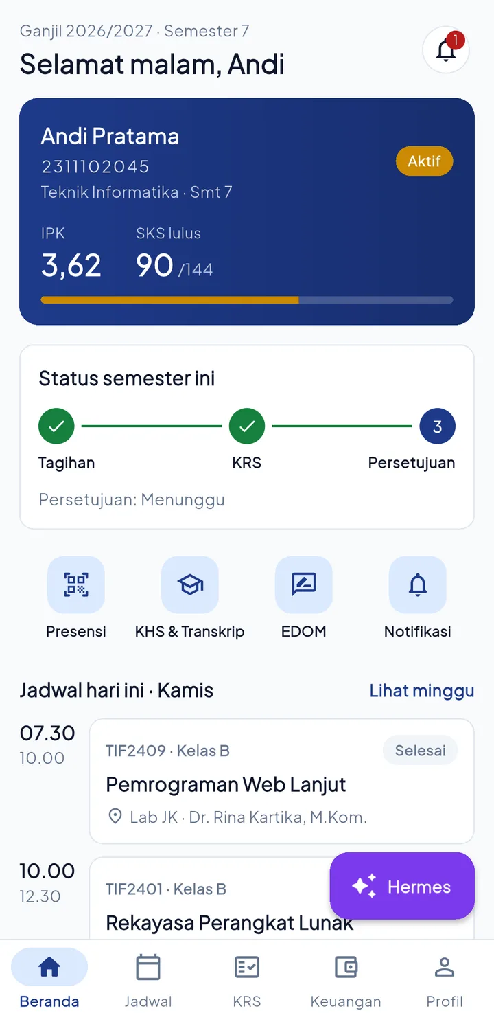Aplikasi HP SiakadPro Hermes — Bangun SIAKAD Kampus Lengkap