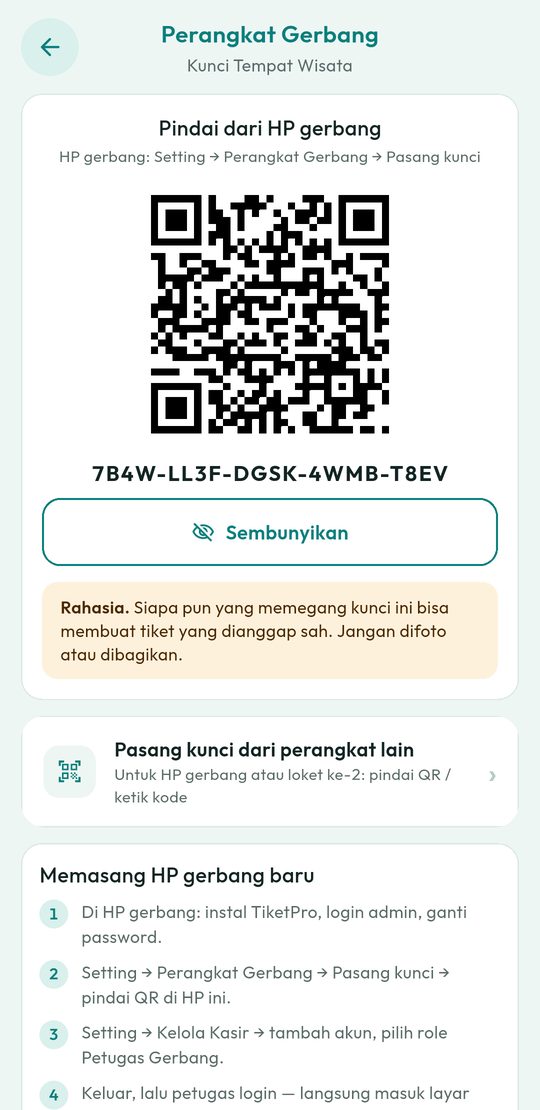 QR Kunci Tempat Wisata untuk memasang HP gerbang
