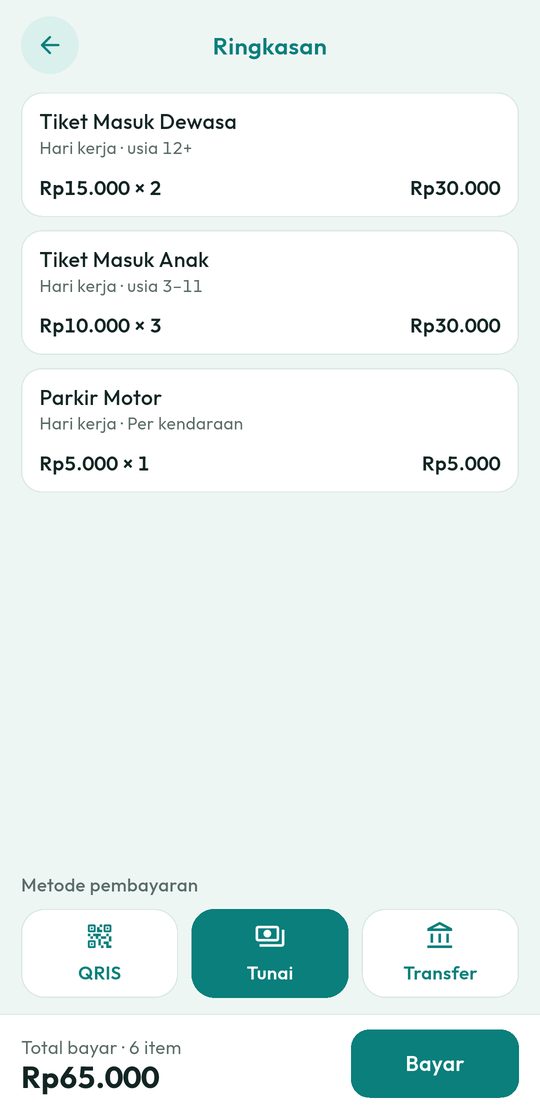 Ringkasan dan pilihan metode bayar