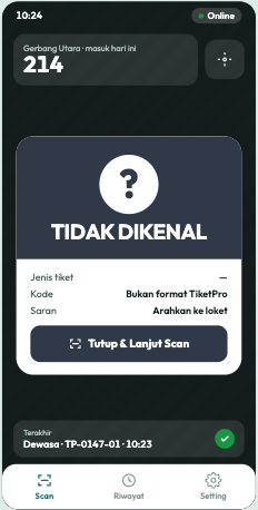 TIDAK DIKENAL · arahkan ke loket