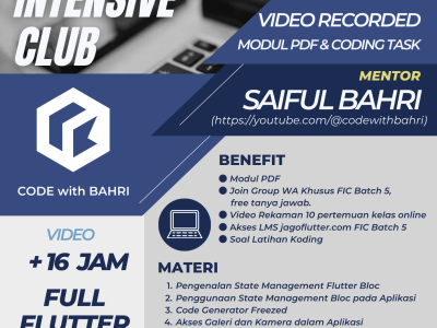 PROMO 109K FIC Batch 5 – Full Flutter BLoC State Management & Study Case Live Tracking Google Map – Promo sampai 30 Agustus 2024